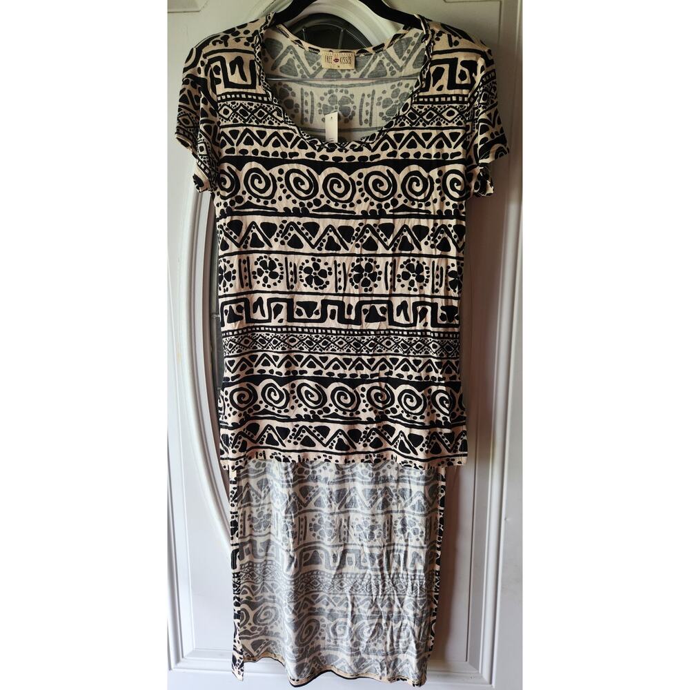 Free Kisses High Low Shirt Dress Black Beige SIze Medium New With Tags